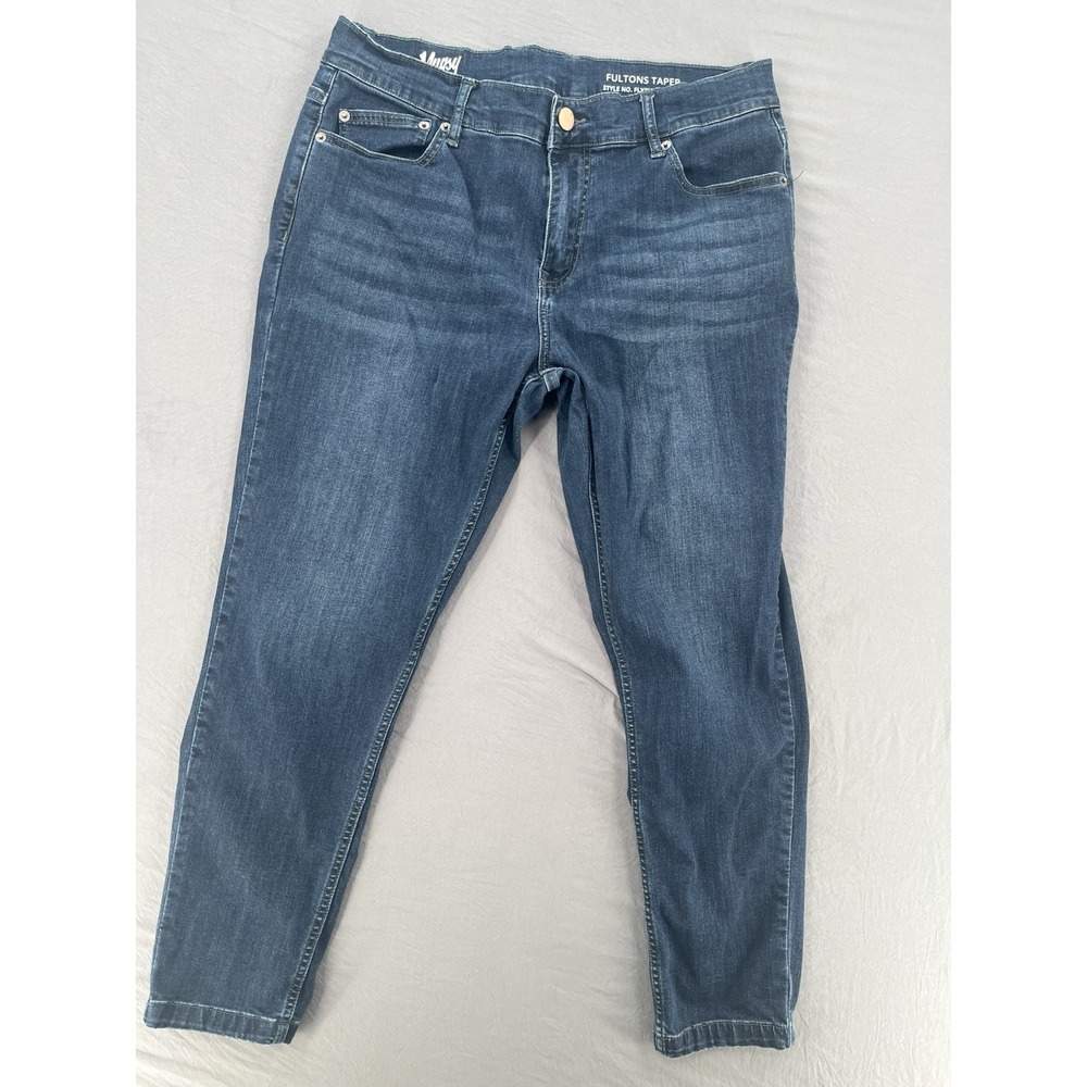 Mugsy Fultons Tapered Fit Jeans Mens 35x30 (Fits 35x27) Dark Rinse Preppy